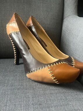 Two-Tone Chinese Laundry Brown & beige Pointed Toe Pumps - Size 9